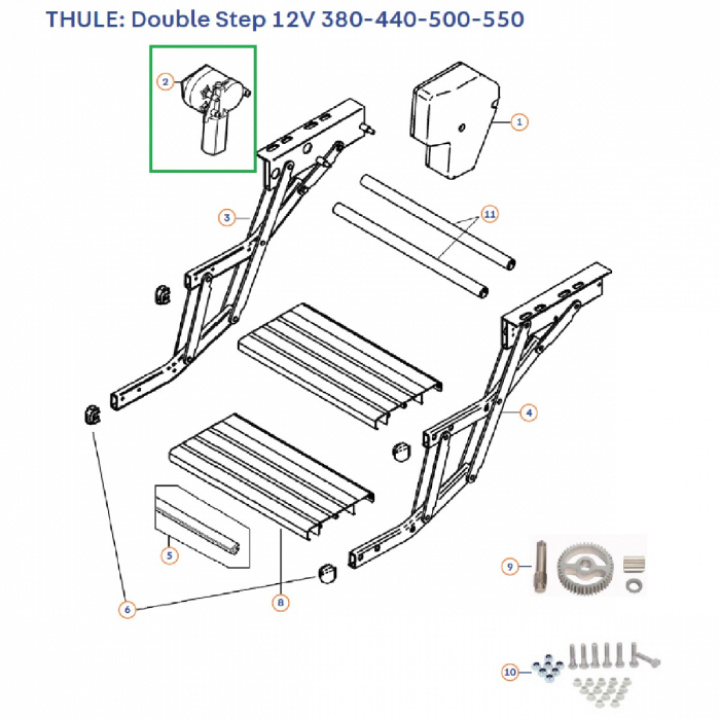 Motor till Double Step 12V i gruppen Chassi / Trappsteg (fotsteg) hos Camping 4U (9995139)