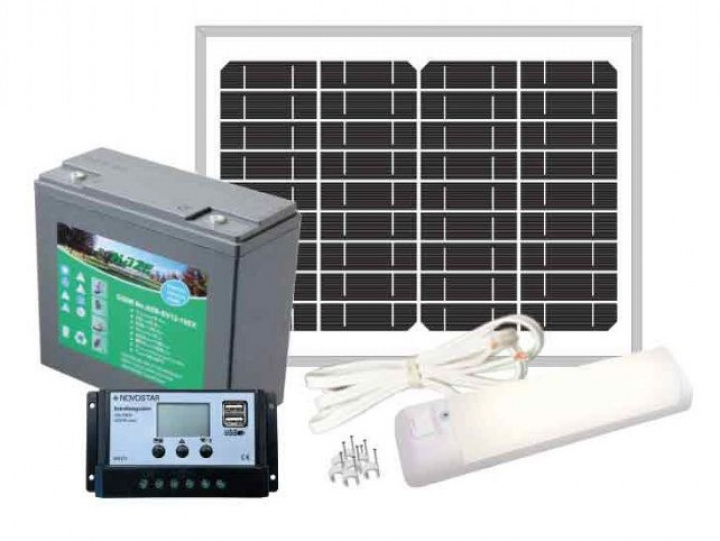 Solpanelpaket 30W inkl. batteri, regulator mm i gruppen Elektronik / Solpanel hos Camping 4U (C4-10104)