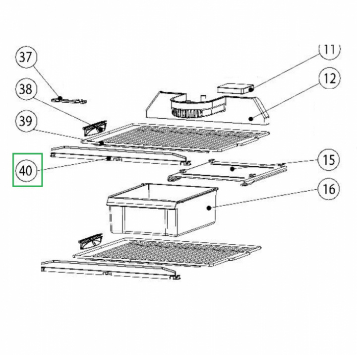 Gallerfront Thetford T2175 i gruppen Husbil & Husvagn / Kylskåp / Reservdelar Thetford / Universaldelar Thetford hos Camping 4U (C4-10273)