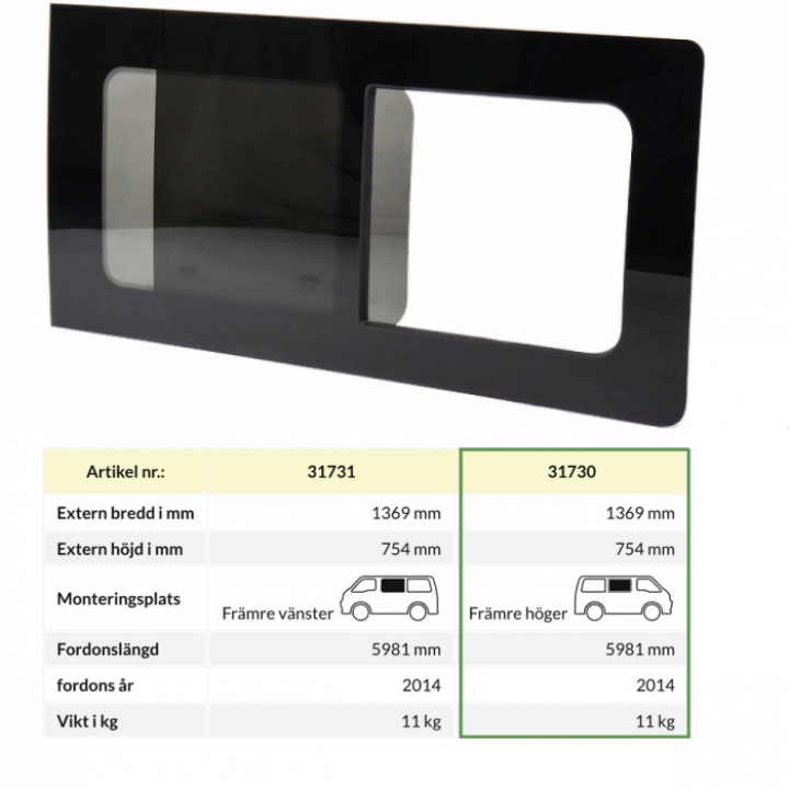 Fönster Ford Transit V363 från 2014- Höger i gruppen Chassi / Fönster / Fönster Plåtis hos Camping 4U (C4-10274)