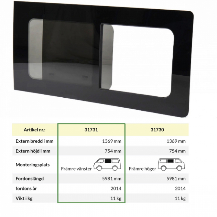 Fönster Ford Transit V363 från 2014- Vänster i gruppen Chassi / Fönster / Fönster Plåtis hos Camping 4U (C4-10385)