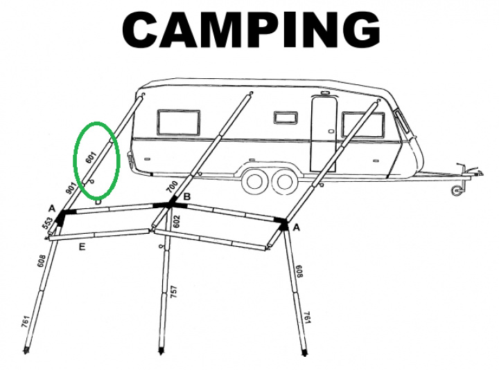 Svenska Tält reservdel Stativdel stål 601 i gruppen Markiser & Förtält / Förtält / Förtält husvagn / Stativ / Övriga Stativ hos Camping 4U (C4-601)