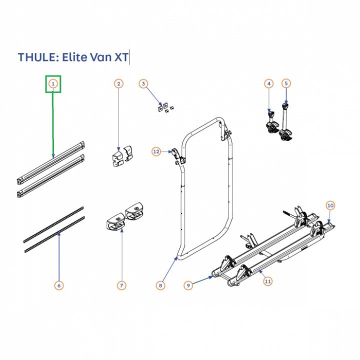 Monteringsskenor till Elite Van XT Svart Sprinter/Crafter -2017 i gruppen Chassi / Cykelställ / Tillbehör Thule cykelställ hos Camping 4U (FB-1500603528)