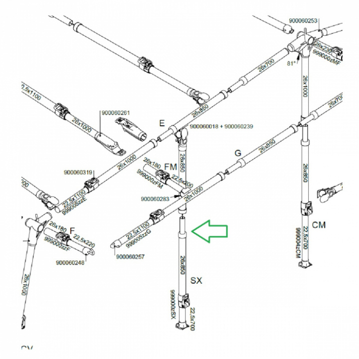 Stödben ø26mm Isabella Carbon X i gruppen Markiser & Förtält / Förtält / Förtält husvagn / Stativ / Tältstänger hos Camping 4U (FI-999000ZSX)
