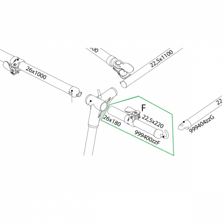 F-STÅNG 250, 300 Glasfiber VENTURA i gruppen Markiser & Förtält / Förtält / Förtält husvagn / Stativ / Tältstänger hos Camping 4U (FI-999400ZZF)