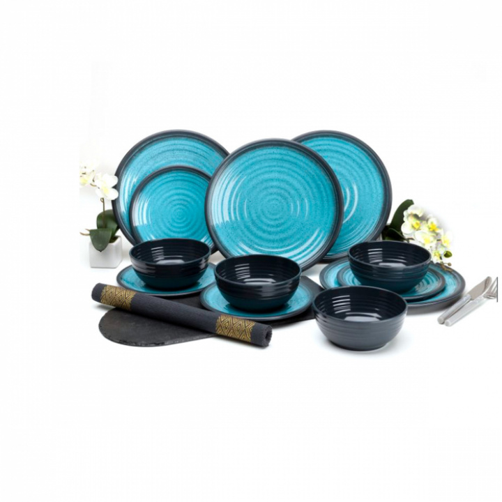 Servis 12 delar Granite Aqua Flamefield i gruppen Hushåll / Husgeråd / Serviser & tallrikar hos Camping 4U (T99-295A)