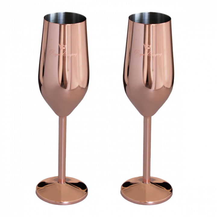 Champagneglas 2-pack kopparpläterad Royal Camping i gruppen Hushåll / Husgeråd / Glas och Tillbringare hos Camping 4U (T99-398B)