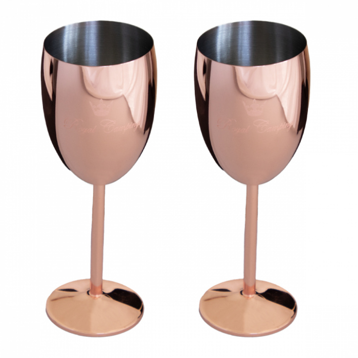 Vitvinsglas 2-pack kopparpläterad Royal Camping i gruppen Hushåll / Husgeråd / Glas och Tillbringare hos Camping 4U (T99-398D)